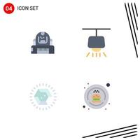 4 Flat Icon concept for Websites Mobile and Apps astronaut jewelry helmet lamp wedding Editable Vector Design Elements