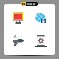 4 Thematic Vector Flat Icons and Editable Symbols of computer paint school server settings engine Editable Vector Design Elements