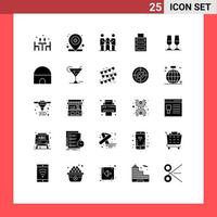 Set of 25 Modern UI Icons Symbols Signs for celebration full medical battery partners Editable Vector Design Elements
