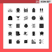 Set of 25 Modern UI Icons Symbols Signs for celebration full medical battery partners Editable Vector Design Elements