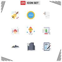 User Interface Pack of 9 Basic Flat Colors of card space paper rocket sauna Editable Vector Design Elements