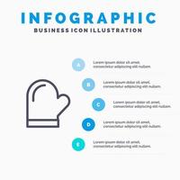 guante agarradera guantes cocina horno azul infografía plantilla 5 pasos vector línea icono plantilla