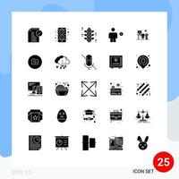 25 Thematic Vector Solid Glyphs and Editable Symbols of office energy watch electricity avatar Editable Vector Design Elements