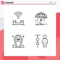 4 Creative Icons Modern Signs and Symbols of device protection support financial coffin Editable Vector Design Elements