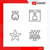 Creative Set of 4 Universal Outline Icons isolated on White Background Creative Black Icon vector background