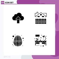 Solid Glyph Pack of 4 Universal Symbols of arrow easter cloud construction holiday Editable Vector Design Elements