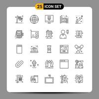 Group of 25 Modern Lines Set for user furniture coding bed ware programing Editable Vector Design Elements