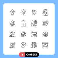 16 Creative Icons Modern Signs and Symbols of spaceship mobile relaxatio development application Editable Vector Design Elements