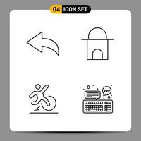 4 Black Icon Pack Outline Symbols Signs for Responsive designs on white background 4 Icons Set vector