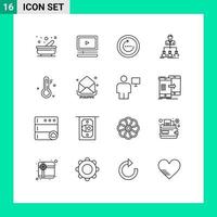 Set of 16 Modern UI Icons Symbols Signs for company organization browser teamwork ui Editable Vector Design Elements