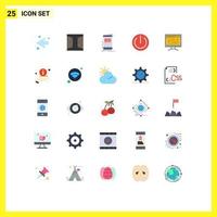 Modern Set of 25 Flat Colors Pictograph of study computer media power mobile Editable Vector Design Elements