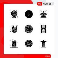 9 Universal Solid Glyph Signs Symbols of globe meteor business asteroid providence Editable Vector Design Elements