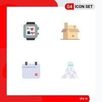 Group of 4 Flat Icons Signs and Symbols for medical film content media date Editable Vector Design Elements