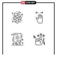 Editable Vector Line Pack of 4 Simple Filledline Flat Colors of autumn fruits celebration vineyard left fireworks Editable Vector Design Elements