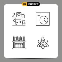 Line Pack of 4 Universal Symbols of card goods magician pie supermarket Editable Vector Design Elements