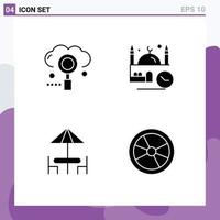 Set of Modern UI Icons Symbols Signs for cloud namaz optimization mosque dinner Editable Vector Design Elements