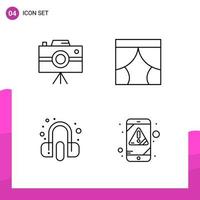 Outline Icon set Pack of 4 Line Icons isolated on White Background for responsive Website Design Print and Mobile Applications Creative Black Icon vector background