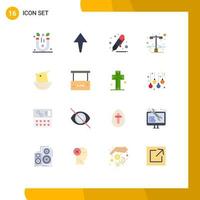 16 Thematic Vector Flat Colors and Editable Symbols of baby chicken education road light light Editable Pack of Creative Vector Design Elements