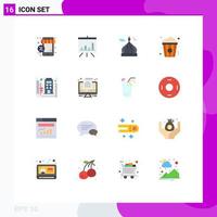 Modern Set of 16 Flat Colors and symbols such as blue print snack mosque cinema pray Editable Pack of Creative Vector Design Elements