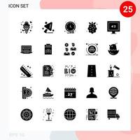 Vector Pack of 25 Icons in Solid Style Creative Glyph Pack isolated on White Background for Web and Mobile