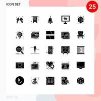 Group of 25 Solid Glyphs Signs and Symbols for solution spider education holidays tablet Editable Vector Design Elements