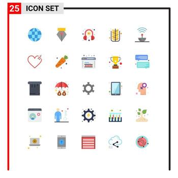 25 Universal Flat Color Signs Symbols of science antenna learning tree leaf Editable Vector Design Elements