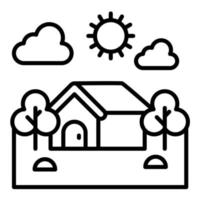 Village Landscape Line Icon vector