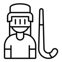 icono de línea femenina de jugador de hockey vector