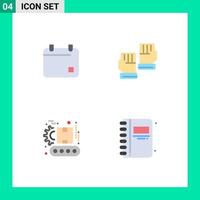Flat Icon Pack of 4 Universal Symbols of cinema factory date goalkeeper product Editable Vector Design Elements