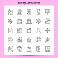 OutLine 25 Business And Teamwork Icon set Vector Line Style Design Black Icons Set Linear pictogram pack Web and Mobile Business ideas design Vector Illustration