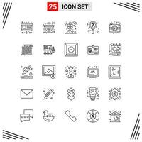 25 Icons Line Style Grid Based Creative Outline Symbols for Website Design Simple Line Icon Signs Isolated on White Background 25 Icon Set Creative Black Icon vector background