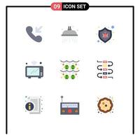 9 Universal Flat Color Signs Symbols of clover culture protect wifi microwave Editable Vector Design Elements