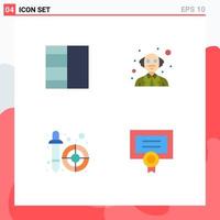 Modern Set of 4 Flat Icons Pictograph of grid award professor dropper degree Editable Vector Design Elements