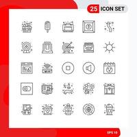 Mobile Interface Line Set of 25 Pictograms of round up luggage arrows product Editable Vector Design Elements