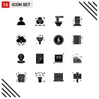 Modern Set of 16 Solid Glyphs Pictograph of rain nurse chinese hospital nurse female nurse Editable Vector Design Elements