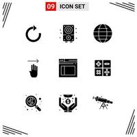 Set of 9 Modern UI Icons Symbols Signs for web page internet right four Editable Vector Design Elements