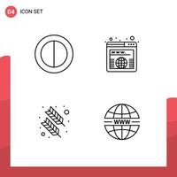 Set of 4 Modern UI Icons Symbols Signs for colors quinn feather domain feather security Editable Vector Design Elements