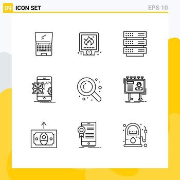 Set of 9 Commercial Outlines pack for development application system api storage Editable Vector Design Elements