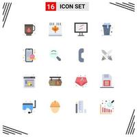 Group of 16 Modern Flat Colors Set for promotion marketing computer cleaning soup Editable Pack of Creative Vector Design Elements