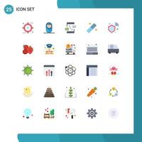 Pack of 25 Modern Flat Colors Signs and Symbols for Web Print Media such as shield firewall connection tool design Editable Vector Design Elements