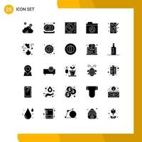 25 Thematic Vector Solid Glyphs and Editable Symbols of mobile design music creativity folder Editable Vector Design Elements