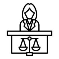 Prosecutor Female Line Icon vector
