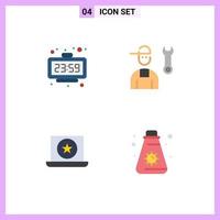 4 Creative Icons Modern Signs and Symbols of clock service time man favorite Editable Vector Design Elements