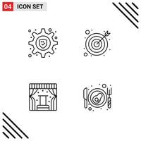 Stock Vector Icon Pack of 4 Line Signs and Symbols for lock trade arrow concert breakfast Editable Vector Design Elements