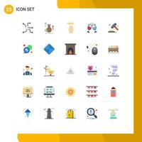 Universal Icon Symbols Group of 25 Modern Flat Colors of romantic alcohal growth drink gesture Editable Vector Design Elements