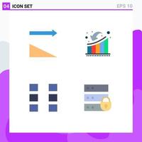 Flat Icon Pack of 4 Universal Symbols of descending ui businessman growth wireframe Editable Vector Design Elements