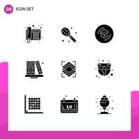Pictogram Set of 9 Simple Solid Glyphs of object library graduation education back to school Editable Vector Design Elements