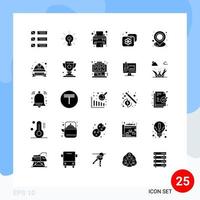 Group of 25 Solid Glyphs Signs and Symbols for holder facility insight beauty printer Editable Vector Design Elements
