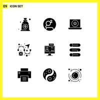 9 Solid Glyph concept for Websites Mobile and Apps dialog business favorite chat creativity Editable Vector Design Elements