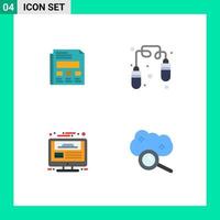 Set of 4 Vector Flat Icons on Grid for report website presentation jump rope report Editable Vector Design Elements